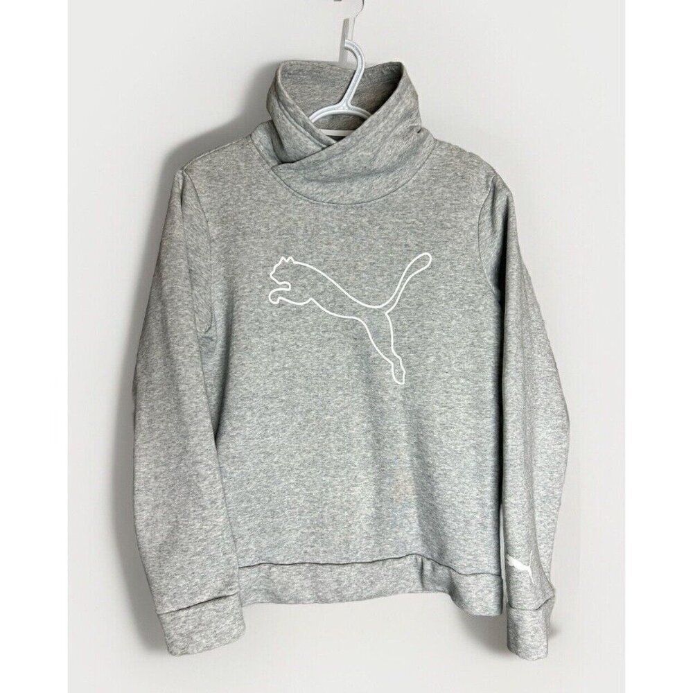 Puma Womans cowl neck sweatshirt size Medium Gray And White